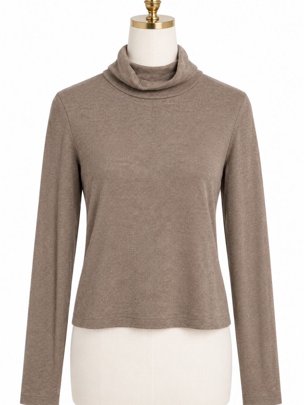 Elie Tahari Taupe Modal Ribbed Turtleneck Women’s M Long Sleeve Quiet Luxury